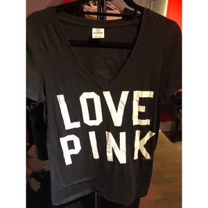 Victoria Secret Pink- V neck love pink shirt